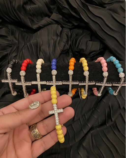 Sparkly Cross Beaded Bracelet