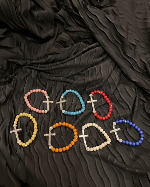 Sparkly Cross Beaded Bracelet